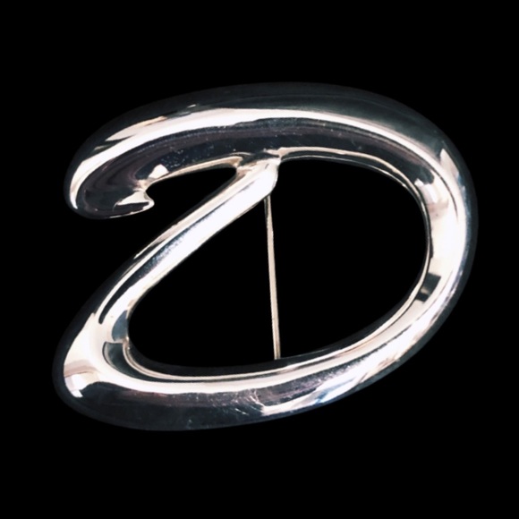 VTG 70’s - Solid 925 Sterling Silver Monogram Brooch Pin - Picture 1 of 4